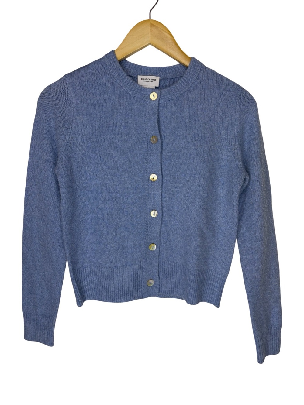 SONG OF STYLE BY AIMEE SONG BLUE CARDIGAN CROPPED SUPER SOFT XS